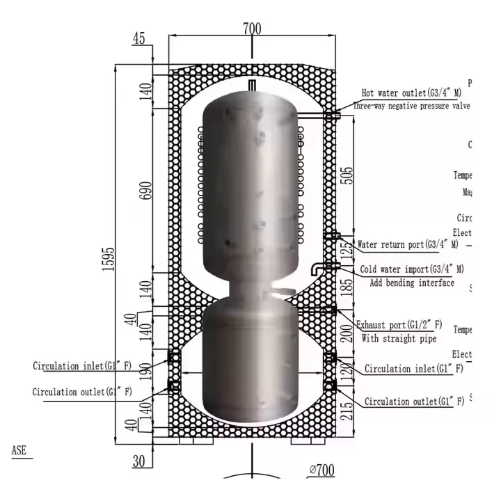 Domestic Hot Water Tank With Buffer Water Tank 200L